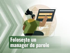 Animație cu o femeie care setează parola pe tabletă.