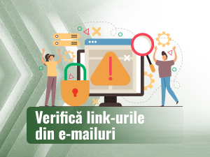 Animație cu două persoane care verifică sistemele de siguranță pe un desktop.