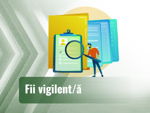 Un bărbat care verifică atent, cu o lupă uriașă, documentele atașate.