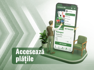 O animație cu omuleț care accesează casieria unui cazinou online de pe un telefon uriaș