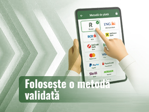 O animație cu o mână de om care selectează o metodă de plată la un cazinou online
