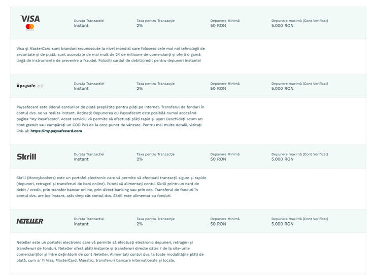 Metode de plată MagicJackpot