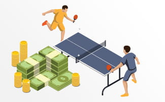 Doi jucători la tenis de masă și o sumă de bani