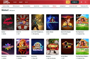 MagicJackpot casino selecția de jocuri