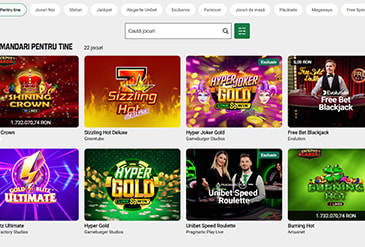 Prima pagină la Unibet Casino
