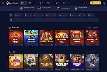 Prima pagină la Royal Slots Casino