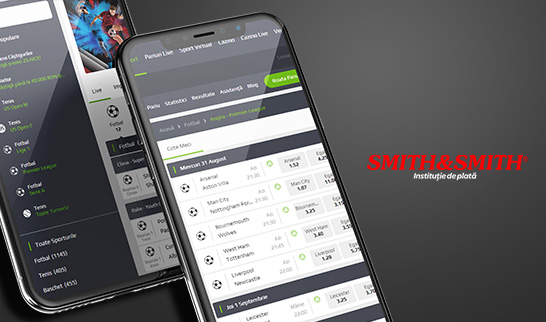 Piețele sportive de la NetBet pe diferite dispozitive mobile și sigla de Smith & Smith.