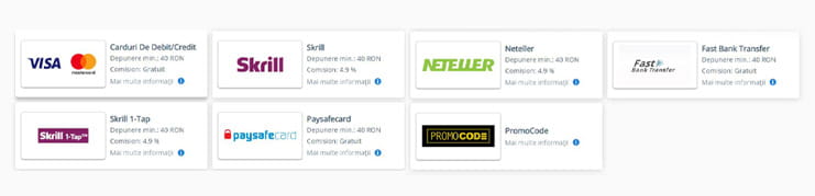 Metode de plată Sportingbet Casino.
