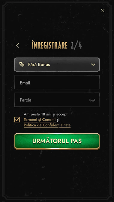 Câmpurile pentru completarea e-mailului și a parolei la înregistrarea contului pe Don.ro