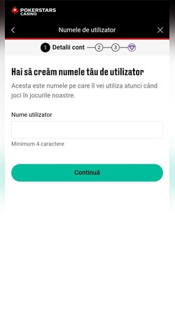 Primul pas de parcurs pentru înregistrarea contului la PokerStars Casino - mobil