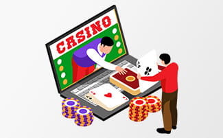 Interacțiunea dintre un jucător și un dealer de jocuri live de cazinou pe calculator