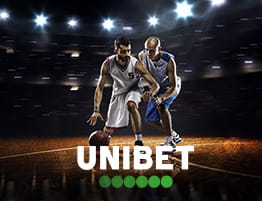 O scena de Baschet și logo-ul Unibet
