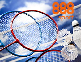 O scena de badminton și logo-ul 888sport