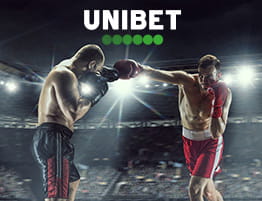 O scenă de box și logo-ul Unibet