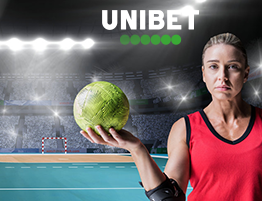 O scena de Handbal și logo-ul Unibet